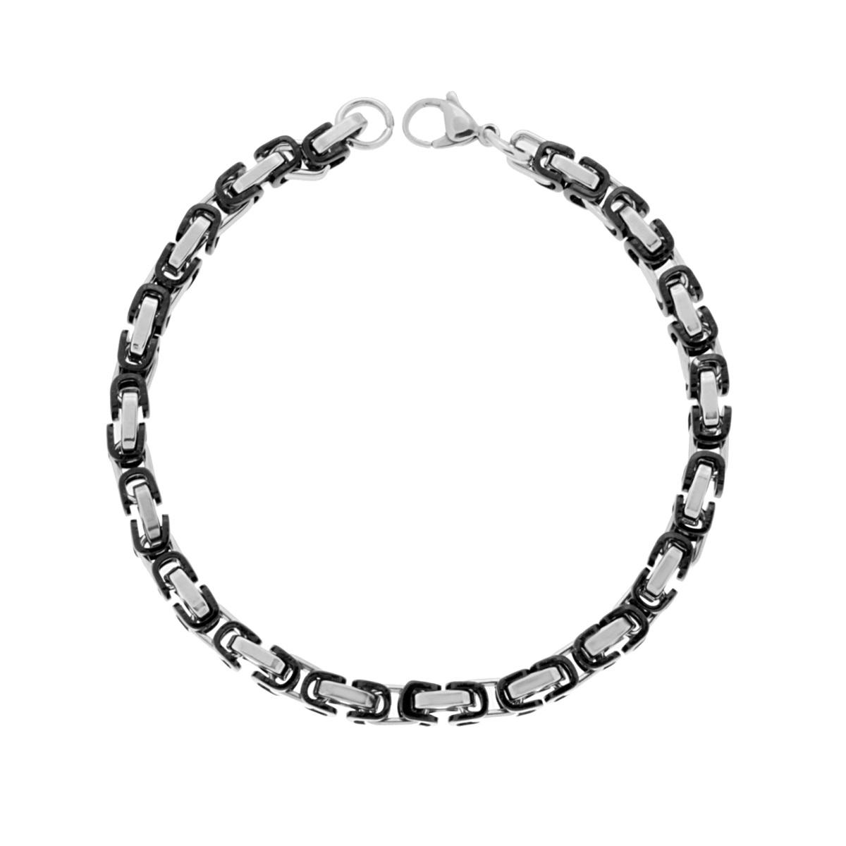 Bracciale Uomo Catena Bizantina Nero in ACCIAIO