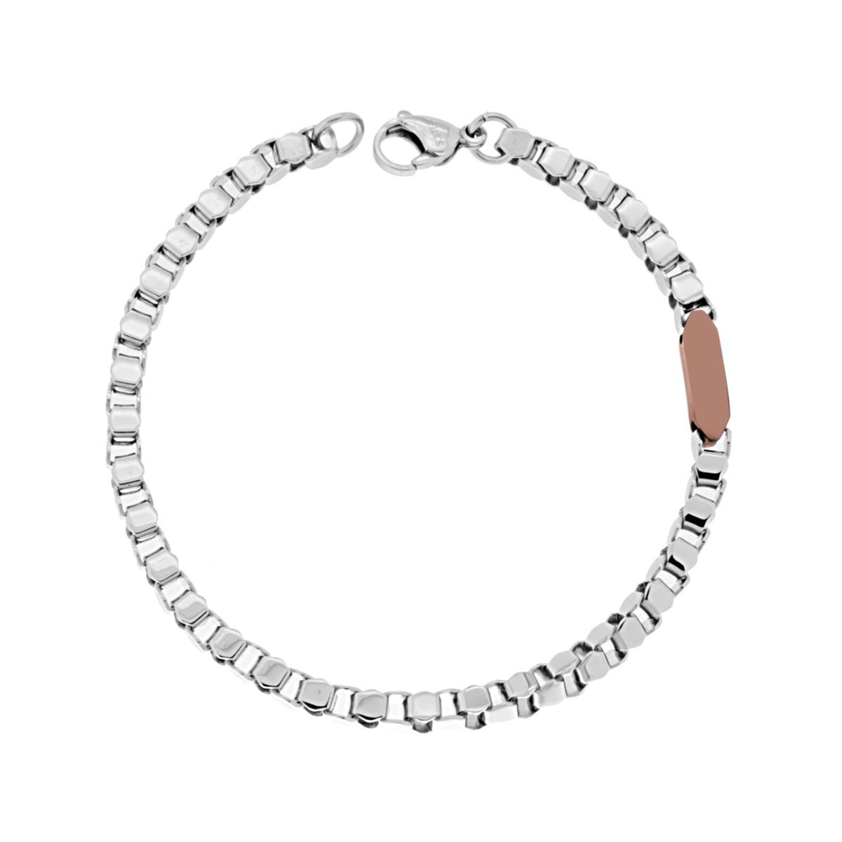 Bracciale Catena Veneziana con Targhetta Bronzo in ACCIAIO