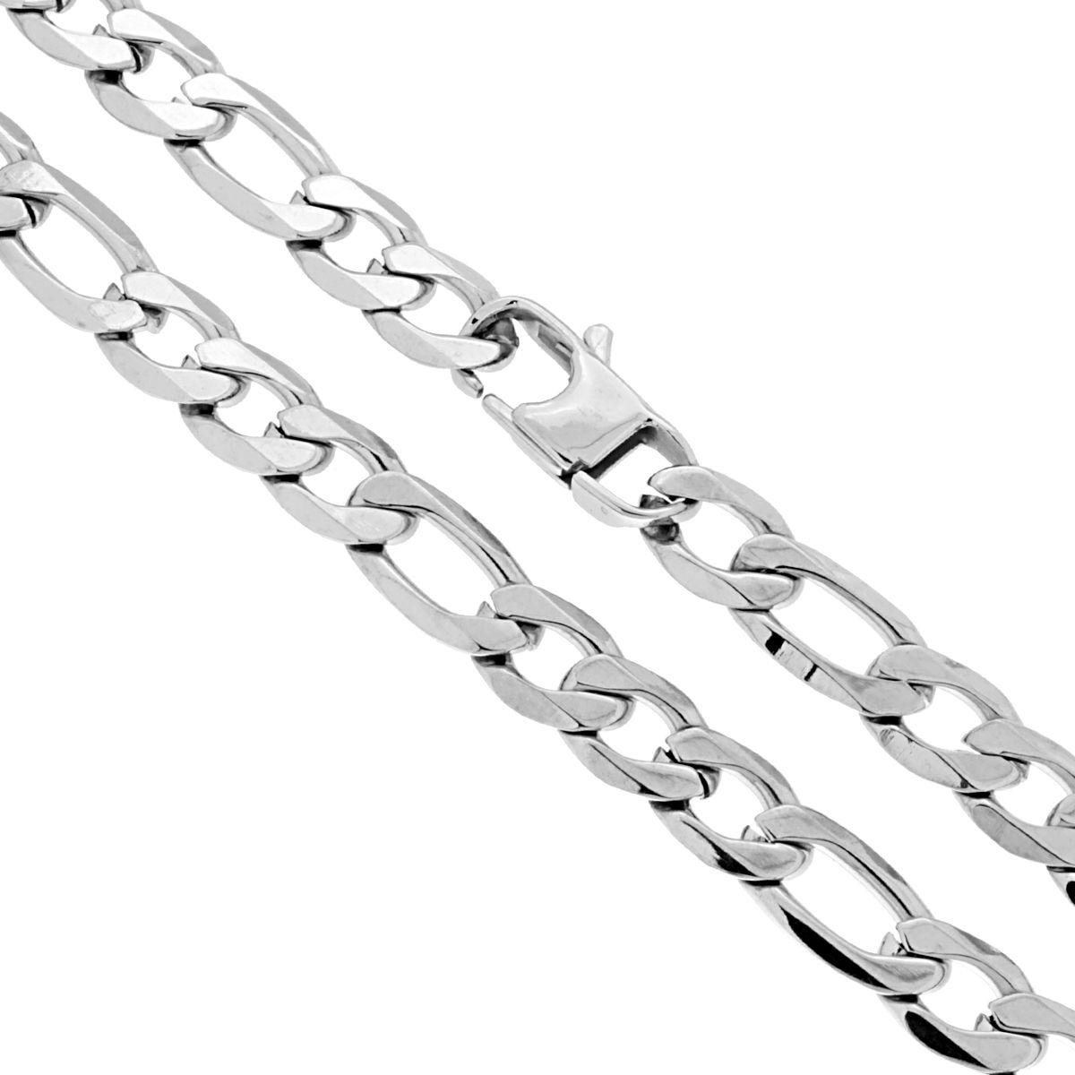 Catena Grumetta Figaro alternata 3+1 sezione mm 9.4 lunghezza cm 60 in ACCIAIO