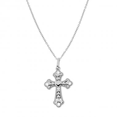 Collana Catena Forzatina con Croce Pendente con Cuori in ACCIAIO