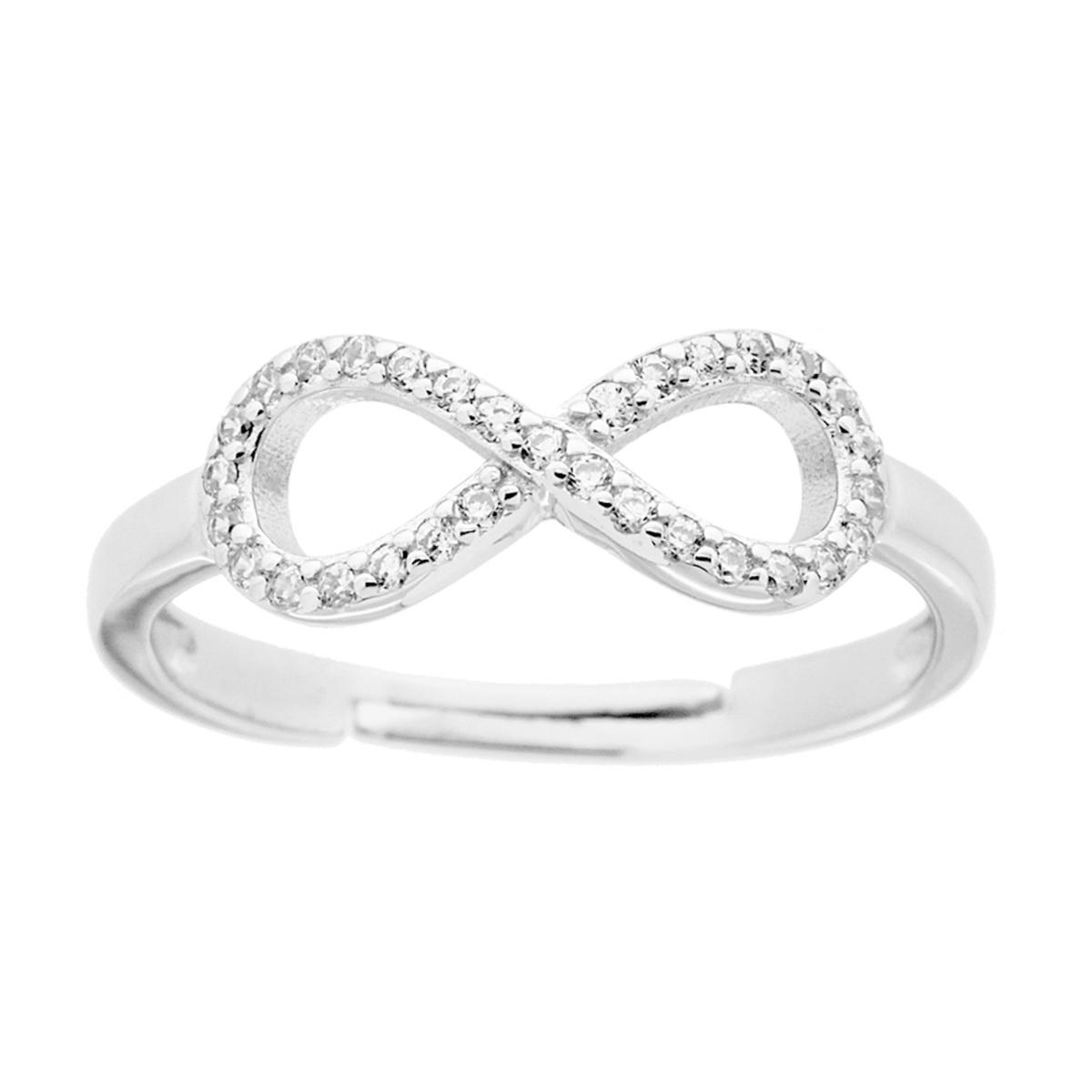 Anello Infinito con Cubic Zirconia Bianchi in ARGENTO 925 Galvanica Rodio