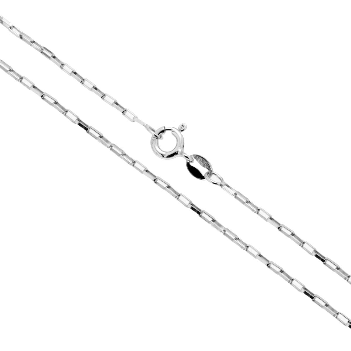 Catena Veneziana Lunga 023 sezione mm 1.4 lunghezza cm 60 in ARGENTO 925 Galvanica Rodio