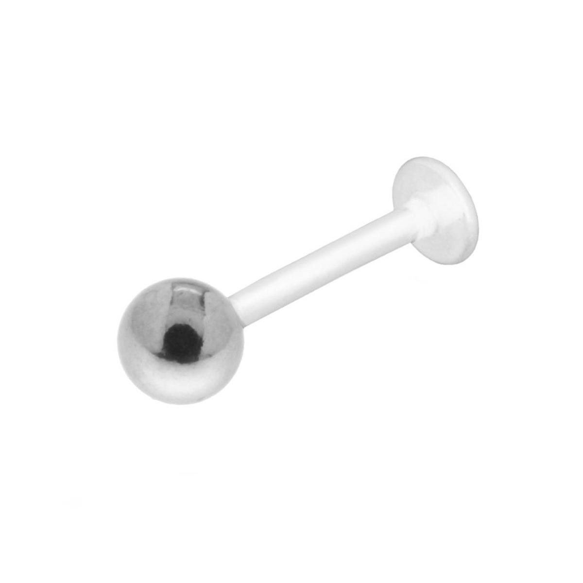 Body Piercing Labret Bianco mm 13 con Pallina mm 4 in ACCIAIO Chirurgico