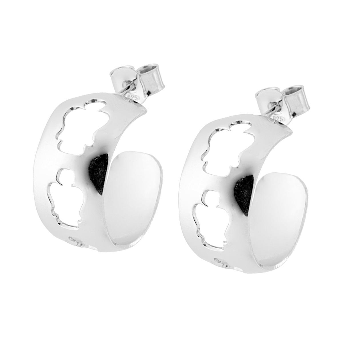 Orecchini Cerchio a Fascia con Angeli traforati in ARGENTO 925 Galvanica Rodio