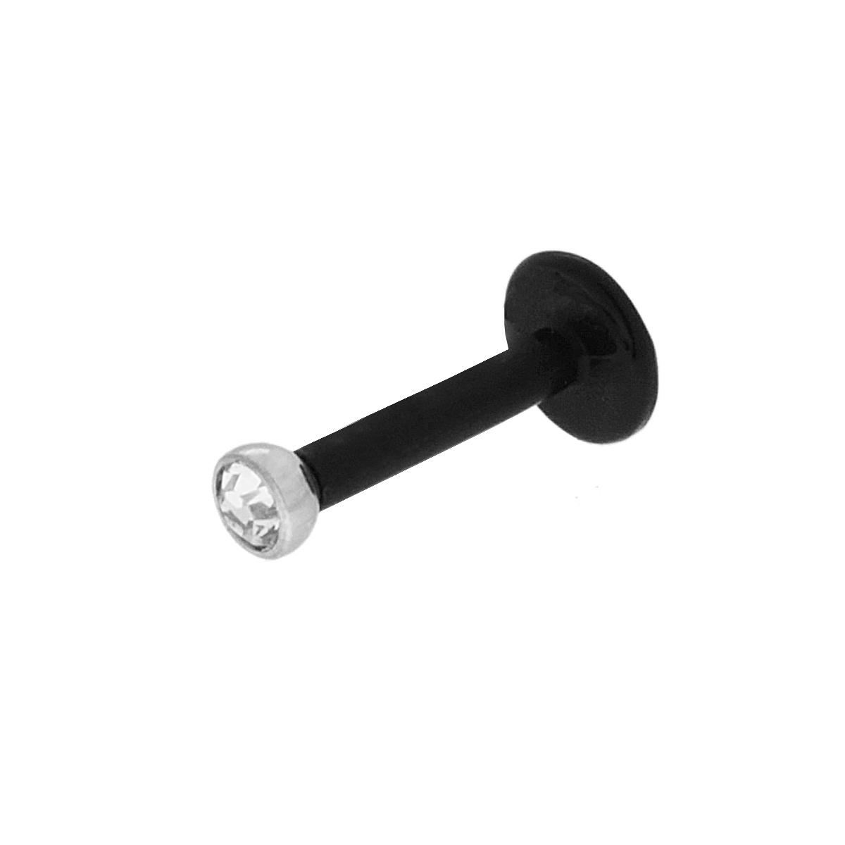 Body Piercing Nero con Crystal Punto Luce Bianco in ACCIAIO e TEFLON