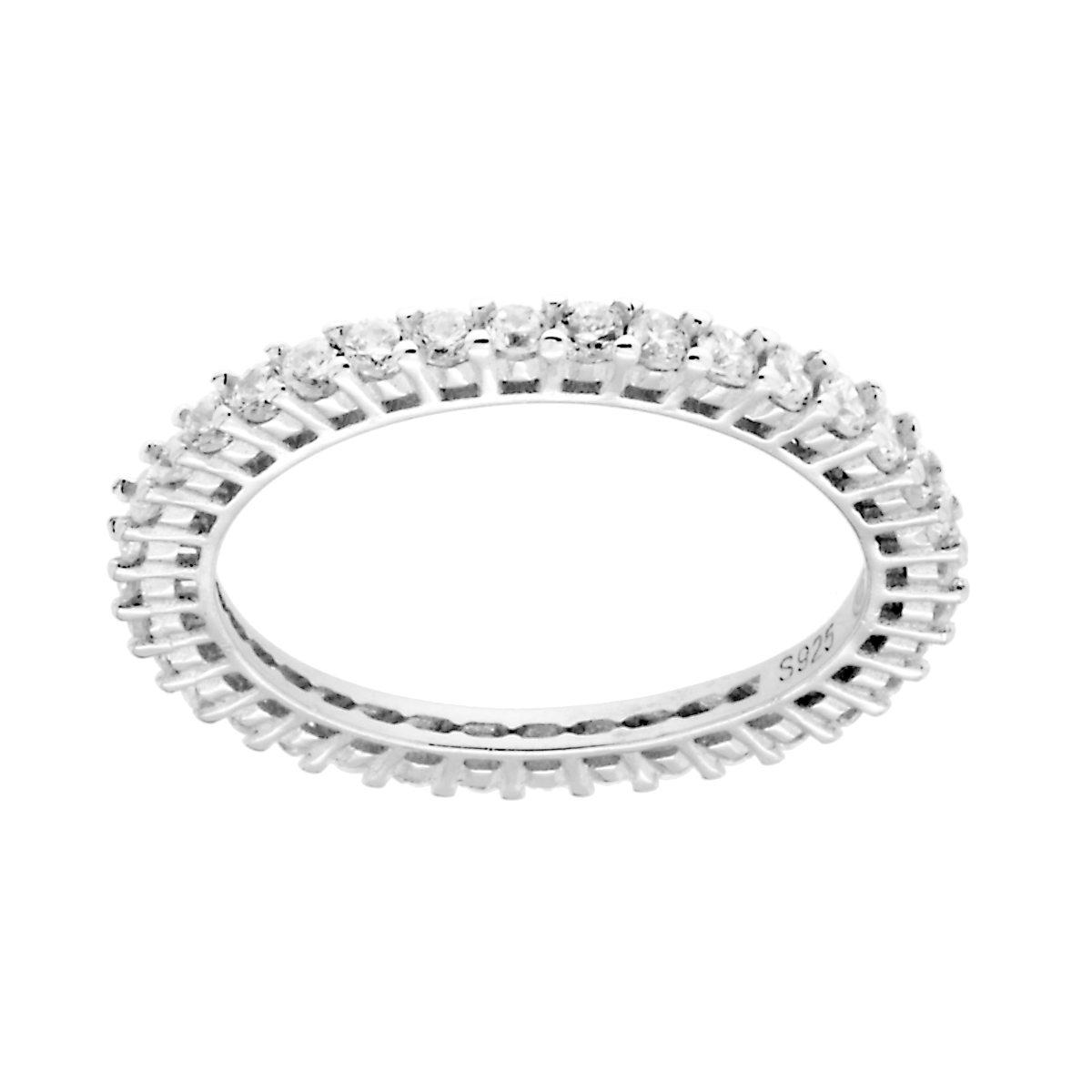Anello Eternity Veretta a giro con Cubic Zirconia Bianchi mm 2 in ARGENTO 925 Galvanica Rodio