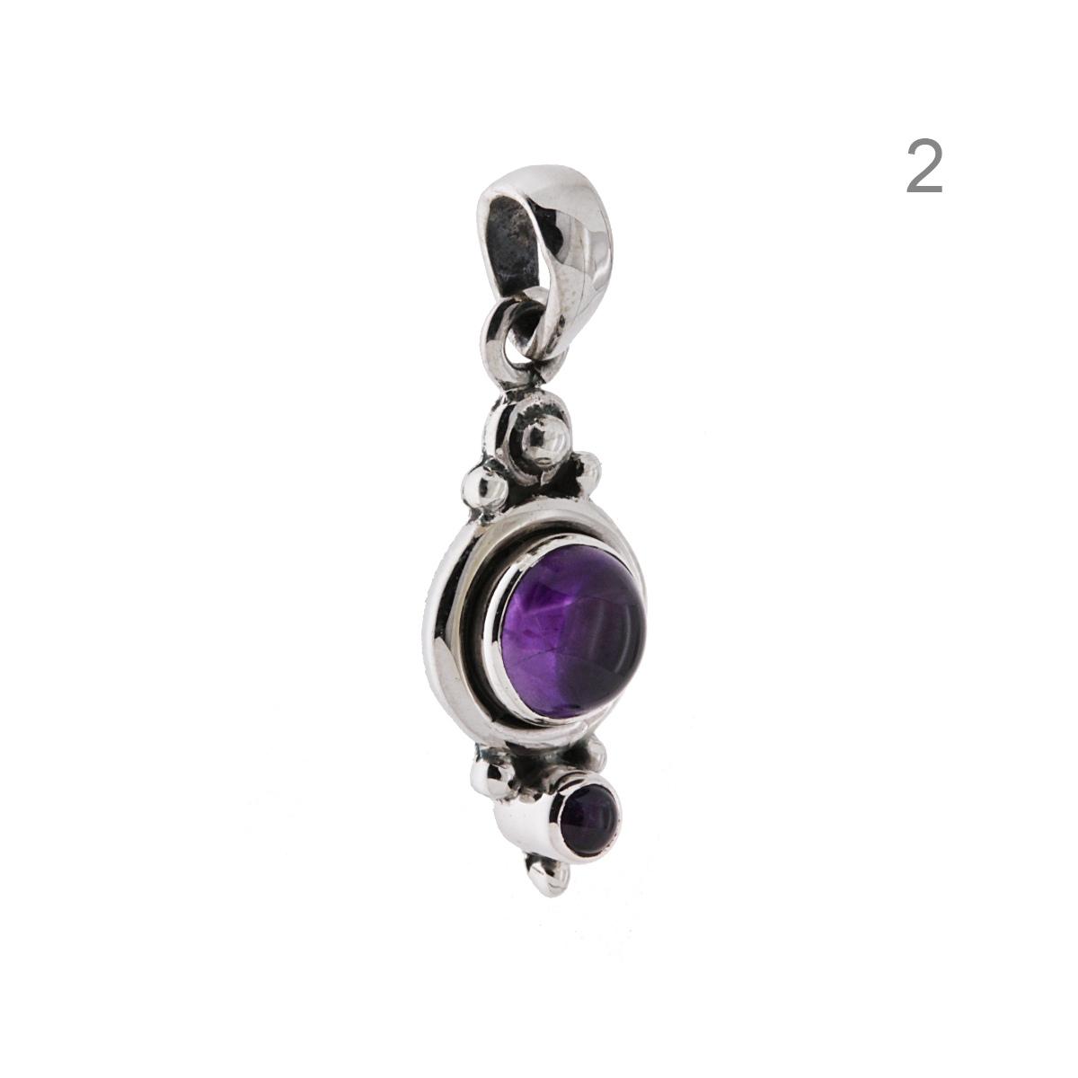 Ciondolo Etnico Tondo con Pietre Naturali in ARGENTO 925