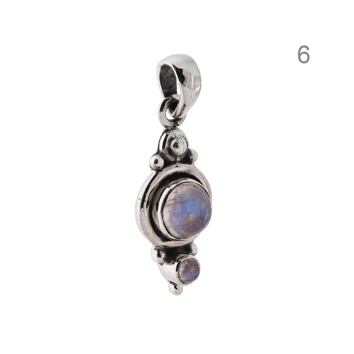 Ciondolo Etnico Tondo con Pietre Naturali in ARGENTO 925