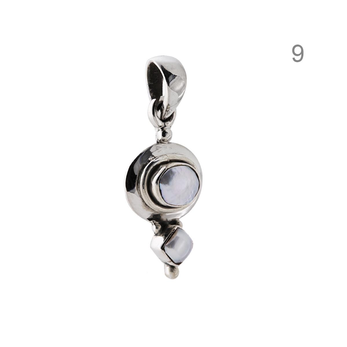 Ciondolo Etnico con Pietre Naturali Ovali e Quadrate in ARGENTO 925