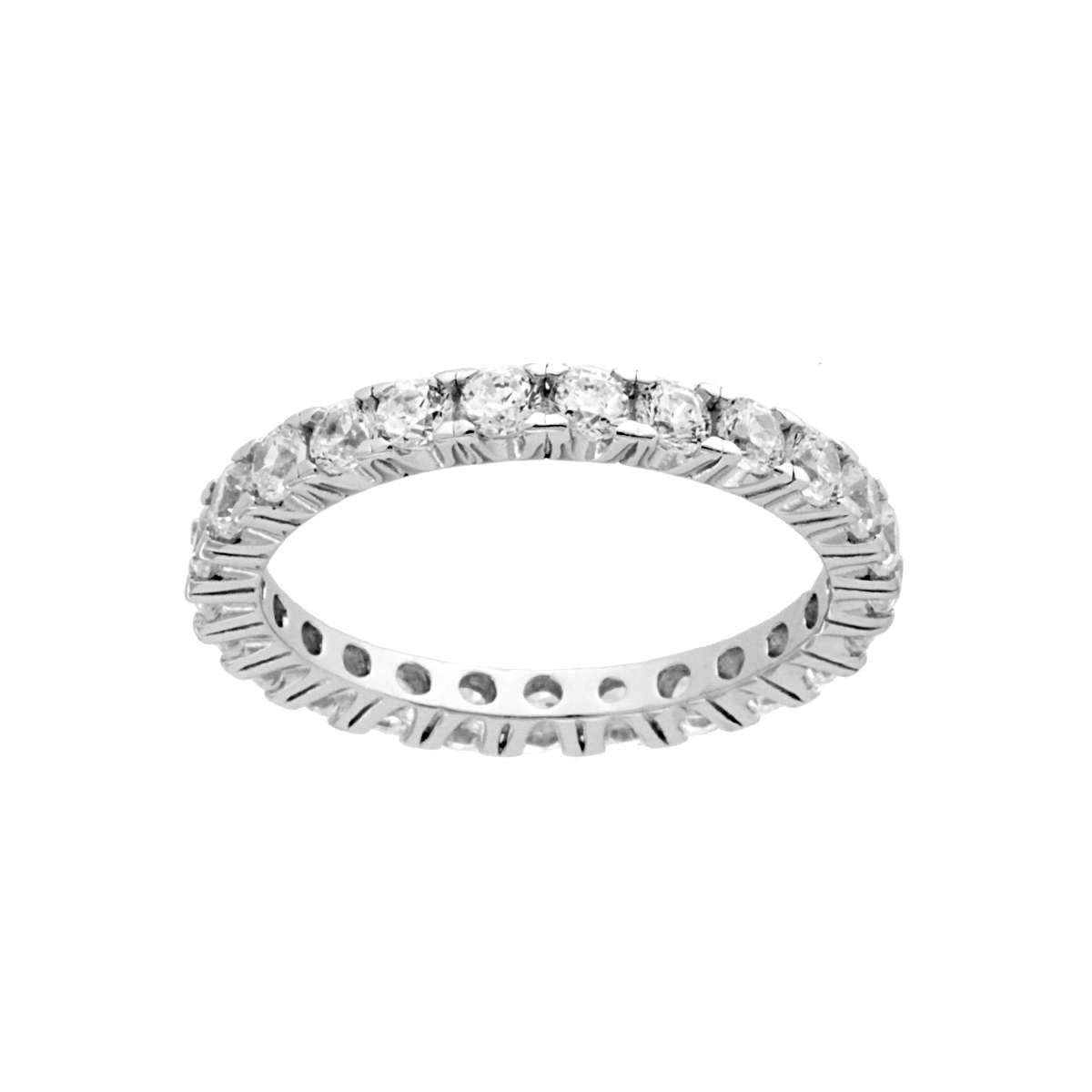 Anello Eternity Veretta a giro con Zirconi Bianchi mm 2.5 in ARGENTO 925 Galvanica Rodio