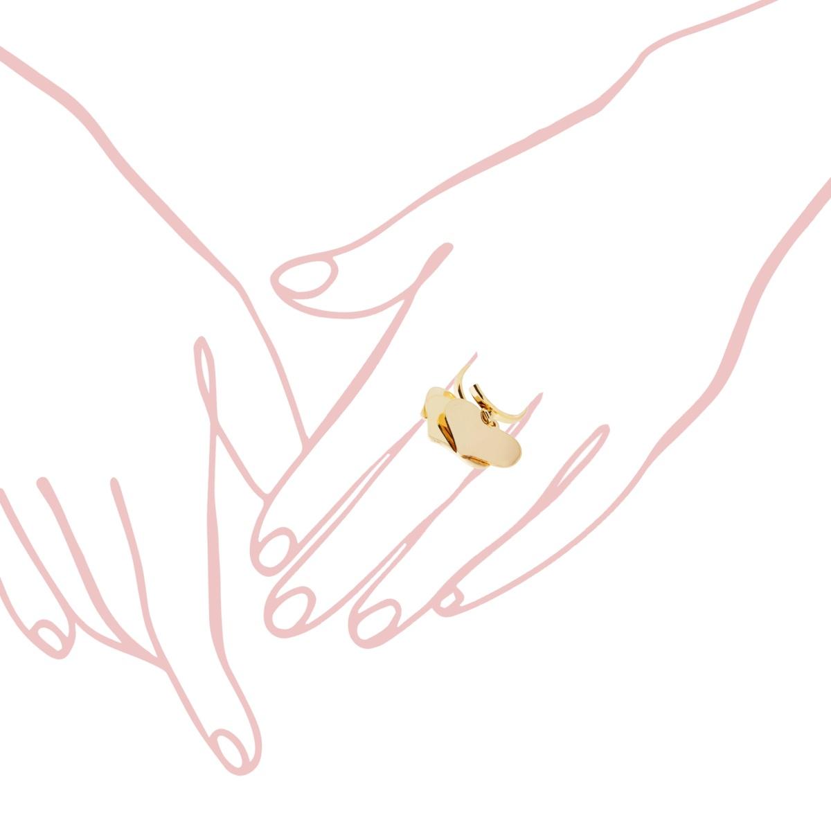 Anello Amore Love con tre Cuori pendenti plain mm 23 in ARGENTO 925 Galvanica Oro