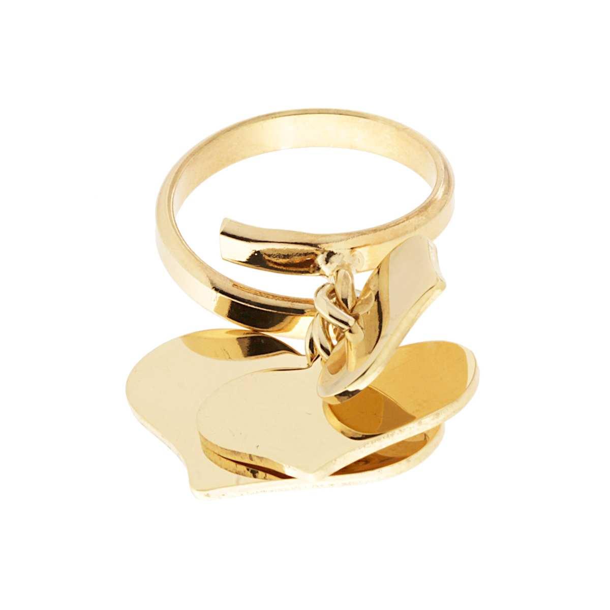 Anello Amore Love con tre Cuori pendenti plain mm 14 mm 18 mm 23 in ARGENTO 925 Galvanica Oro