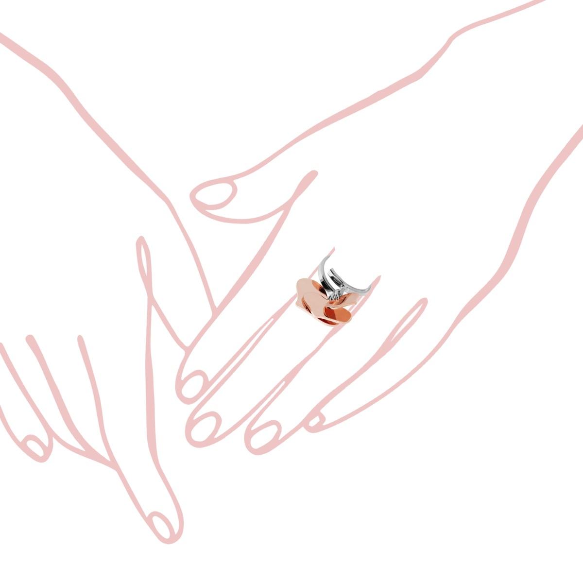 Anello Amore Love con tre Cuori Rosa pendenti plain mm 14 mm 18 mm 23 in ARGENTO 925 Galvanica Rodio