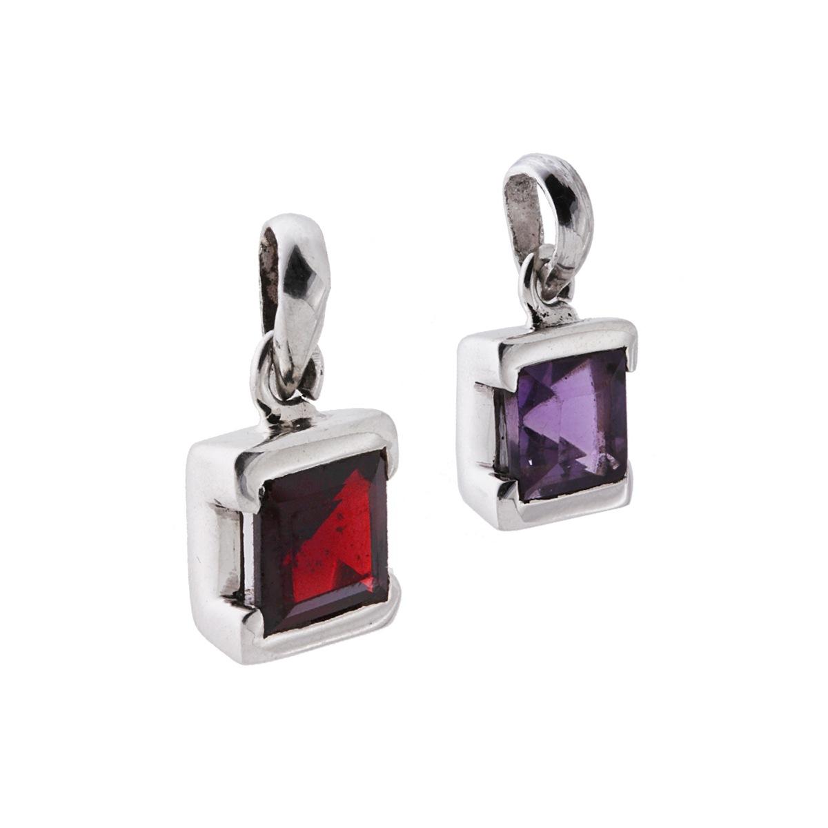 Ciondolo Etnico Quadrato e Pietre Naturali in ARGENTO 925