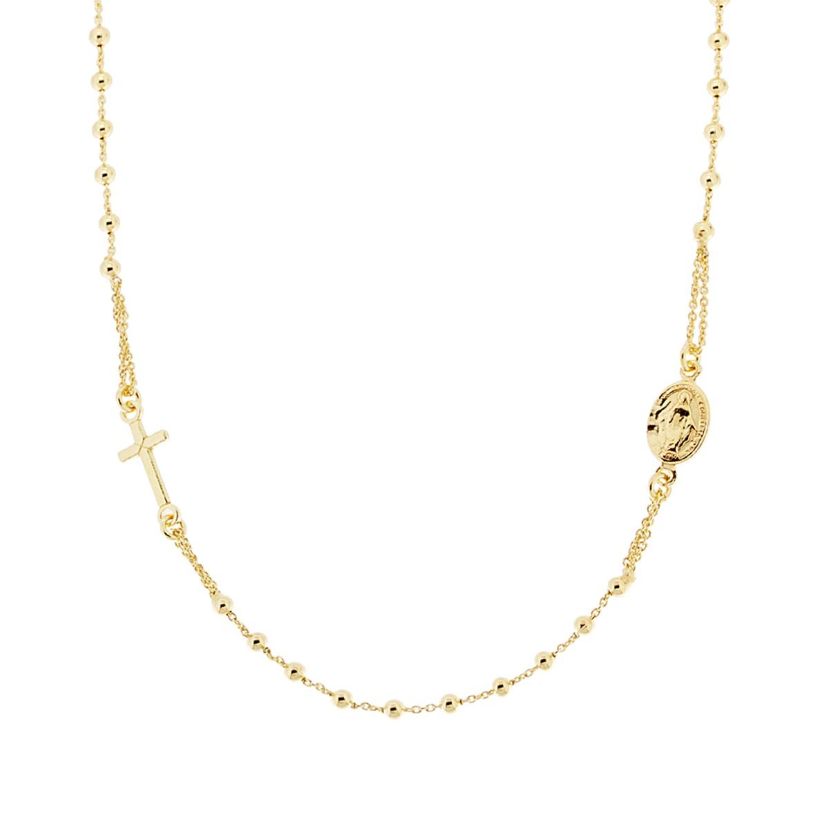 Collana Rosario modello Girocollo cm 50 con Grani a pallina liscia mm 2.5 in ARGENTO 925 Galvanica Oro