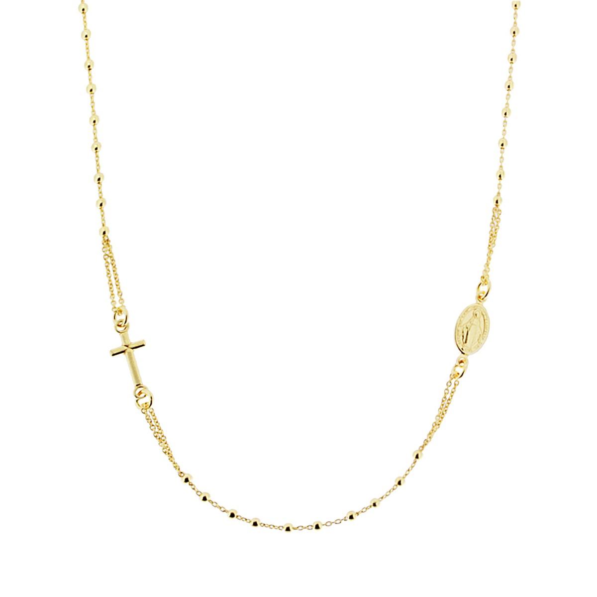 Collana Rosario modello Girocollo cm 48 con Grani a pallina liscia mm 2 in ARGENTO 925 Galvanica Oro