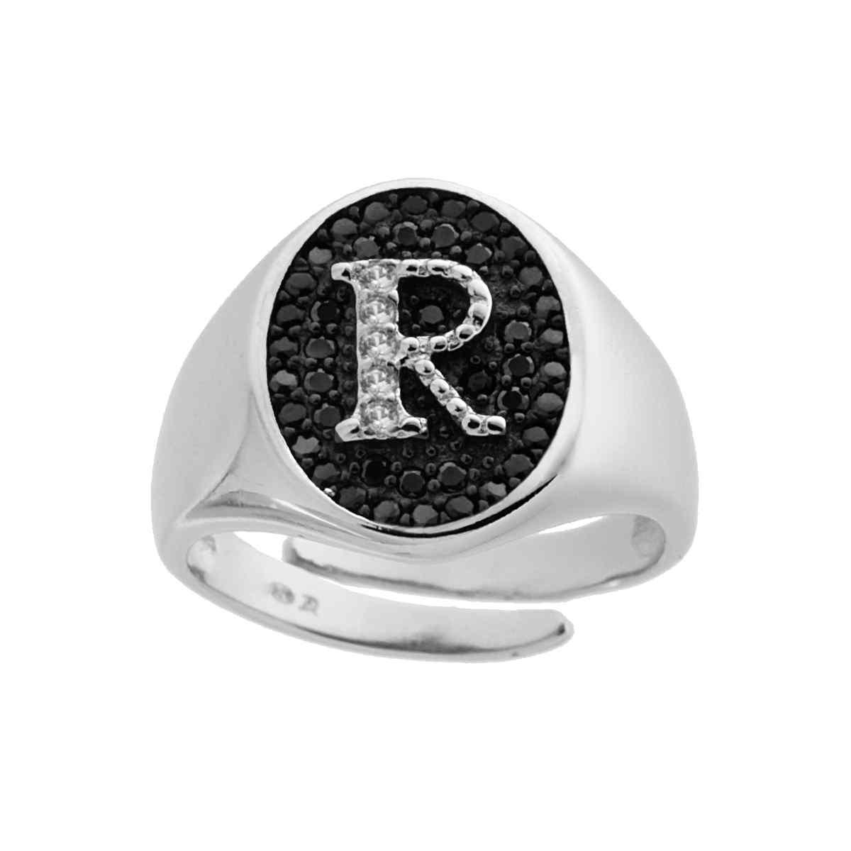 Anello Impilabile Con Lettera Iniziale E Cuore - AoedeJ In Argento Sterling Placcato Oro 14K E Zirconia, Gioiello Regalo Donna