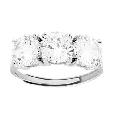 Anello Trilogy con Cubic Zirconia Bianco mm 7 in ARGENTO 925 Galvanica Rodio