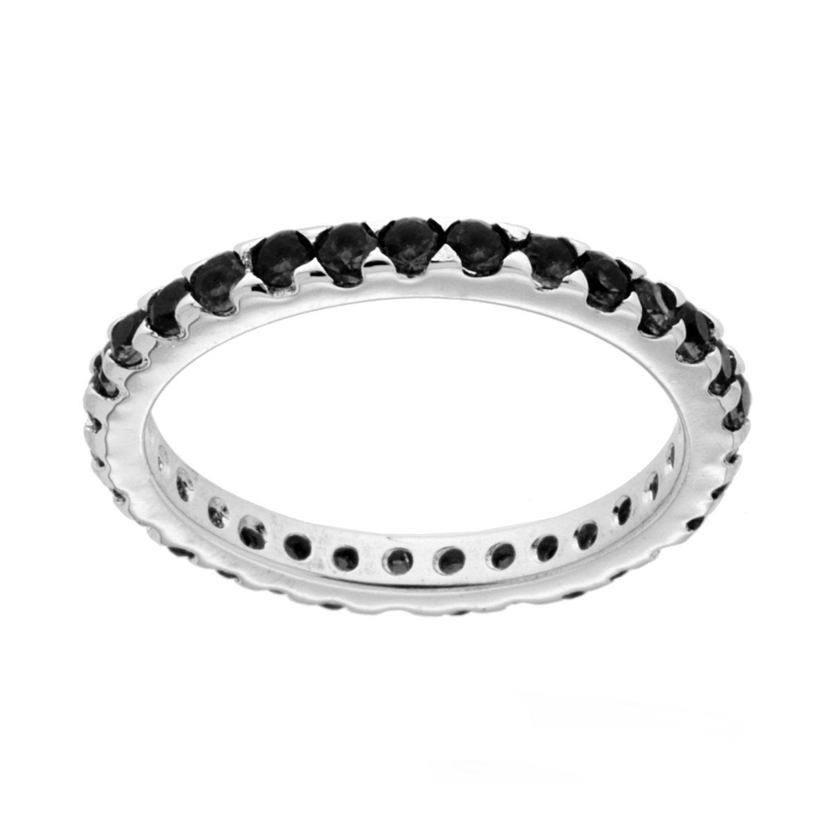 Anello Eternity Veretta con Cubic Zirconia Neri mm 2 in ARGENTO 925 Galvanica Rodio