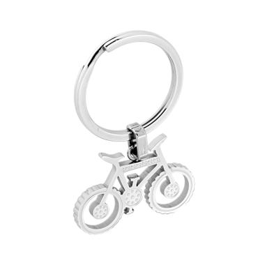 Portachiavi Uomo Donna ad anello con soggetto Bicicletta in ACCIAIO