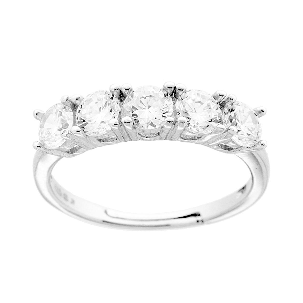 Anello Veretta con Cubic Zirconi Bianchi mm 4 in ARGENTO 925 Galvanica Rodio