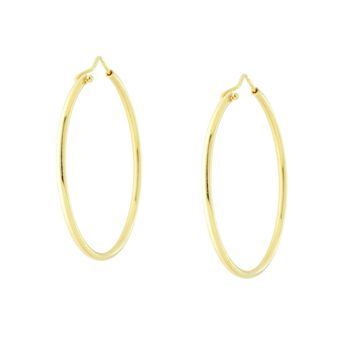 Orecchini a Cerchio Liscio 44 mm con canna mm 2 in ARGENTO 925 Galvanica Oro