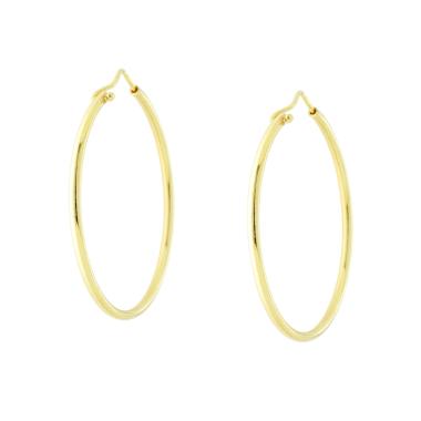 Orecchini a Cerchio Liscio 44 mm con canna mm 2 in ARGENTO 925 Galvanica Oro