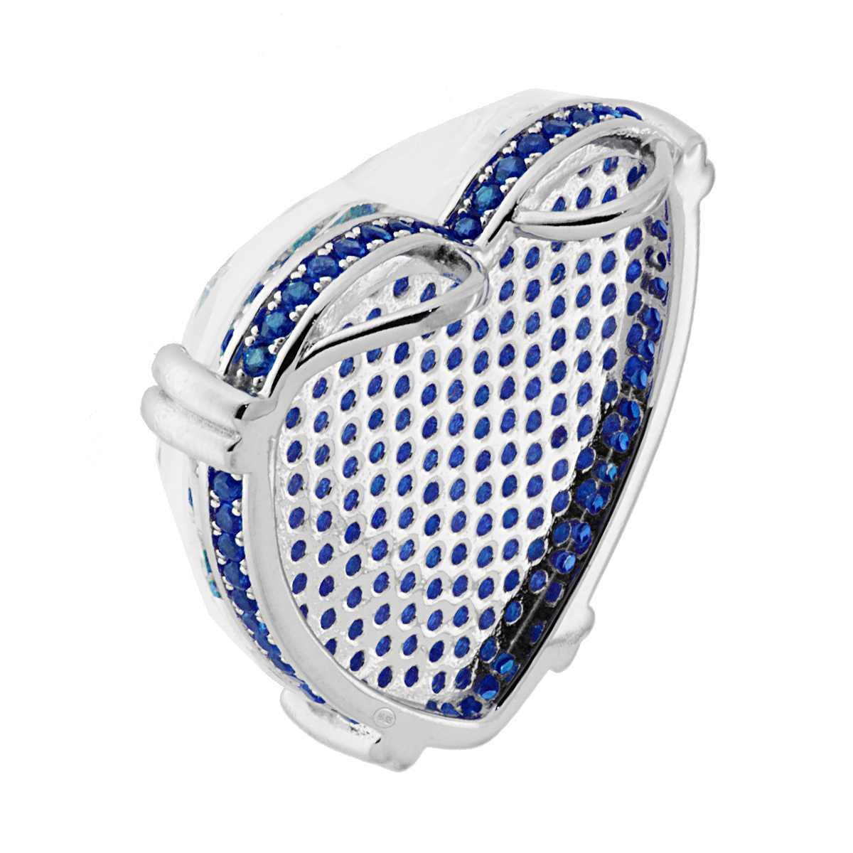 Ciondolo Cuore con Zirconi Blu Zaffiro in ARGENTO 925 Galvanica Rodio