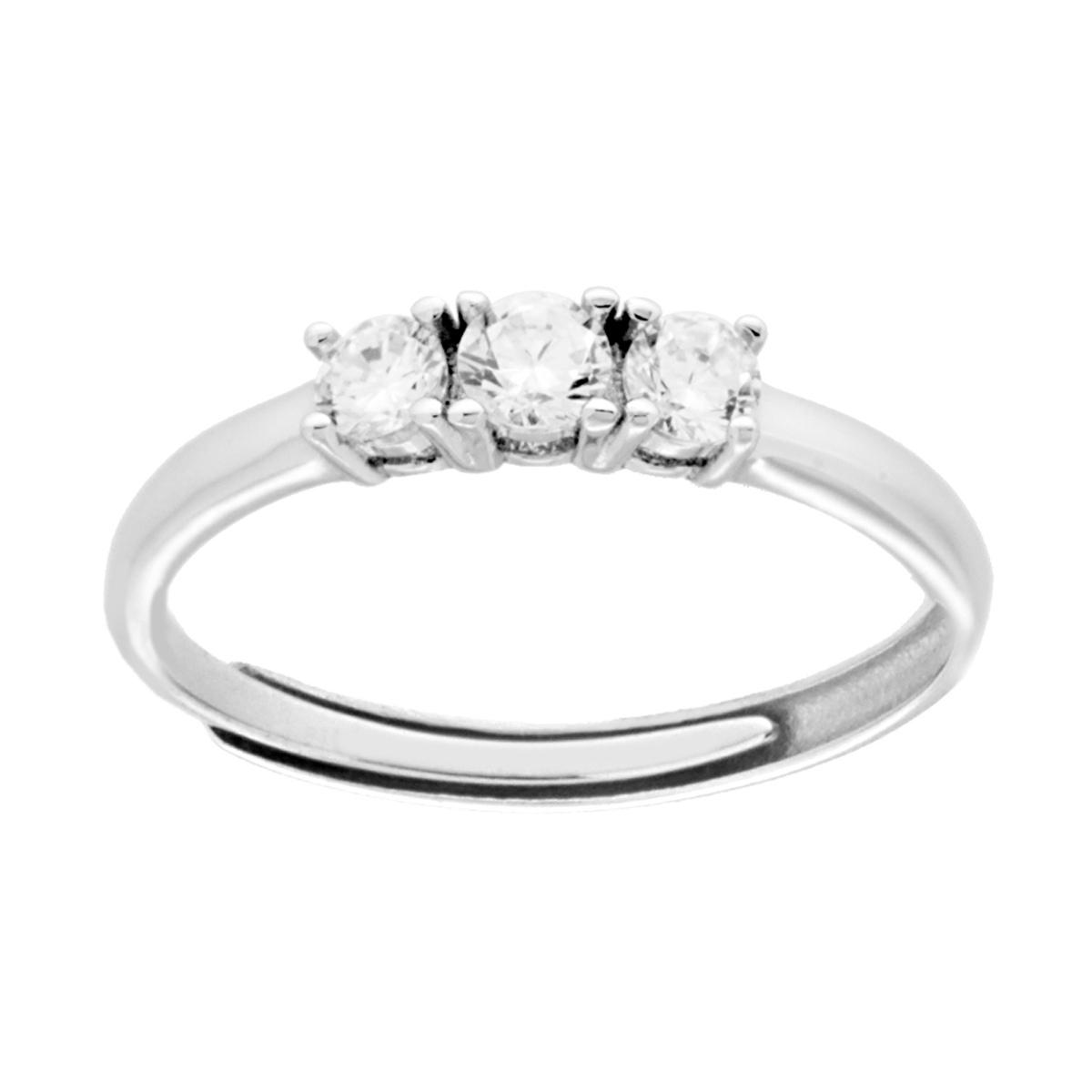 Anello Trilogy con Zirconi Bianchi mm 3 in ARGENTO 925 Galvanica Rodio