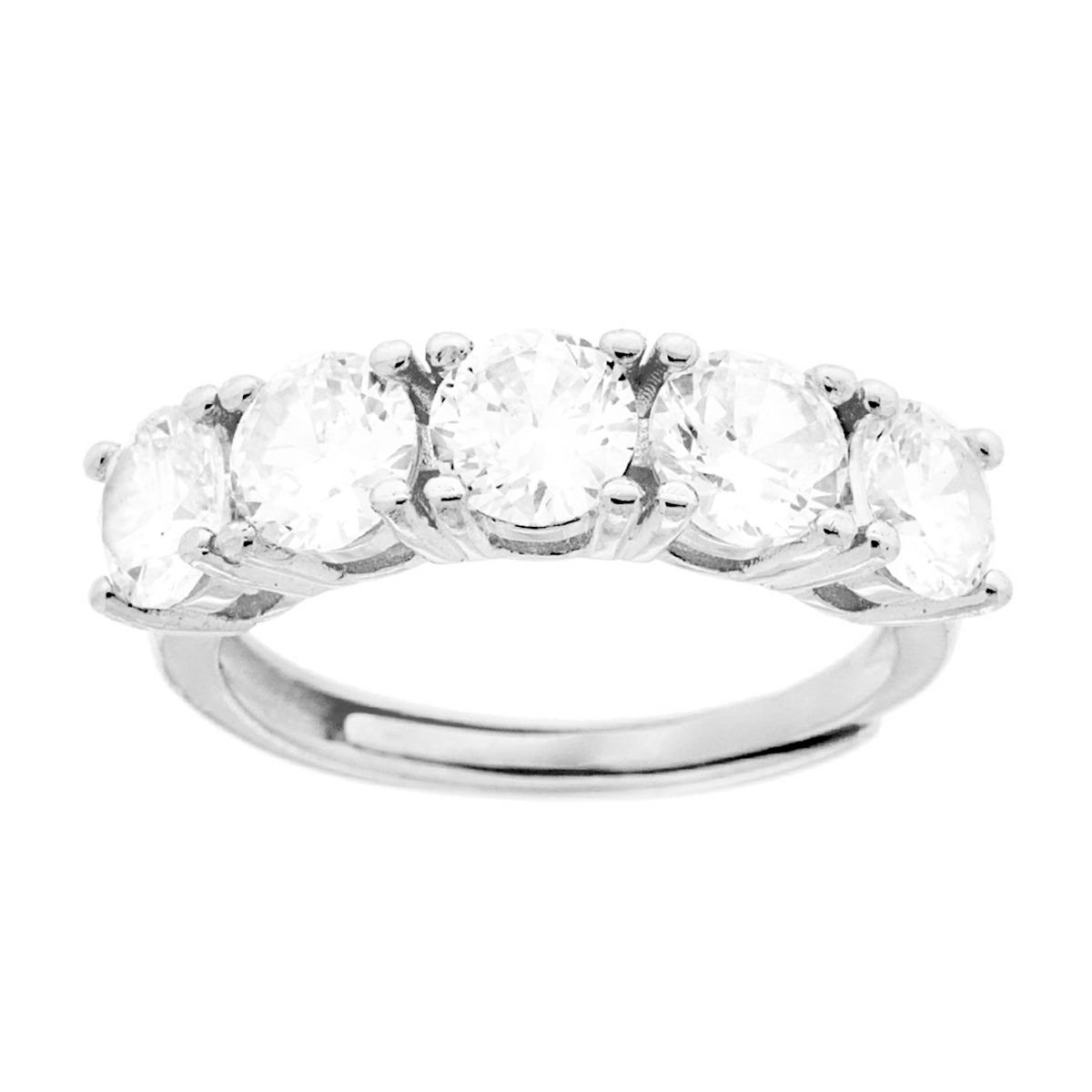 Anello Veretta con Cubic Zirconia Bianchi mm 5 in ARGENTO 925 Galvanica Rodio