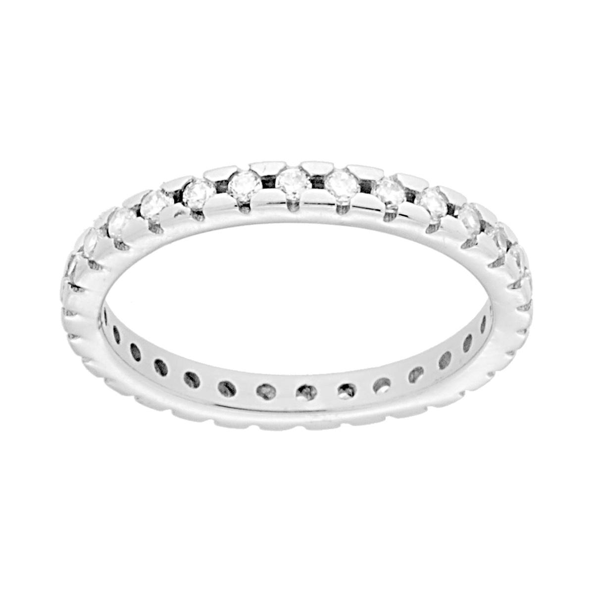 Anello Eternity Veretta con Zirconi Bianchi mm 2 in ARGENTO 925 Galvanica Rodio