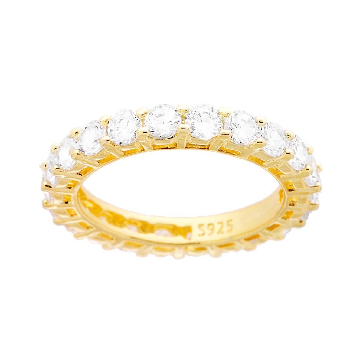 Anello Eternity Veretta a giro con Zirconi Bianchi mm 3 in ARGENTO 925 Galvanica Oro