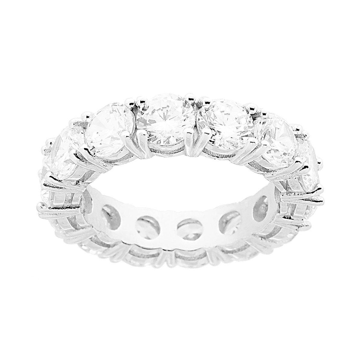 Anello Eternity Veretta a giro con Cubic Zirconia Bianchi mm 5 in ARGENTO 925 Galvanica Rodio