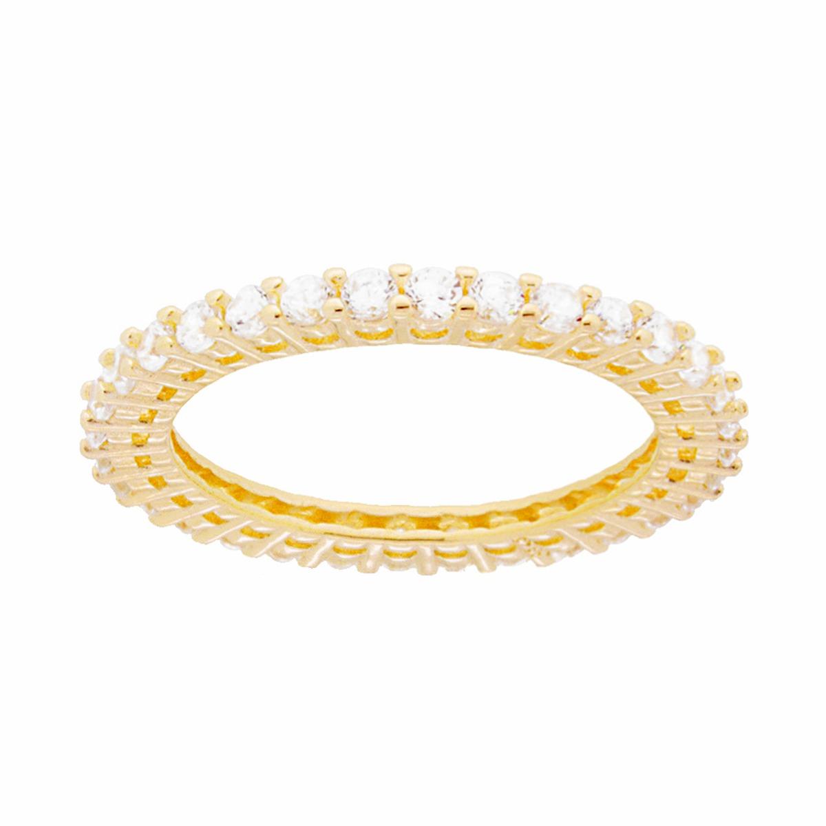 Anello Eternity Veretta con Zirconi Bianchi mm 2 in ARGENTO 925 Galvanica Oro