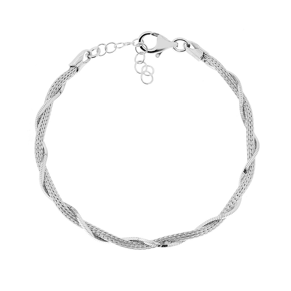 Bracciale Catena Calza con torchon di Veneziana in ARGENTO 925 Galvanica Rodio