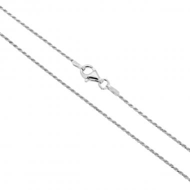 Catena Corda Diamantata 025 sezione mm 1.2 lunghezza cm 45 in ARGENTO 925 Galvanica Rodio