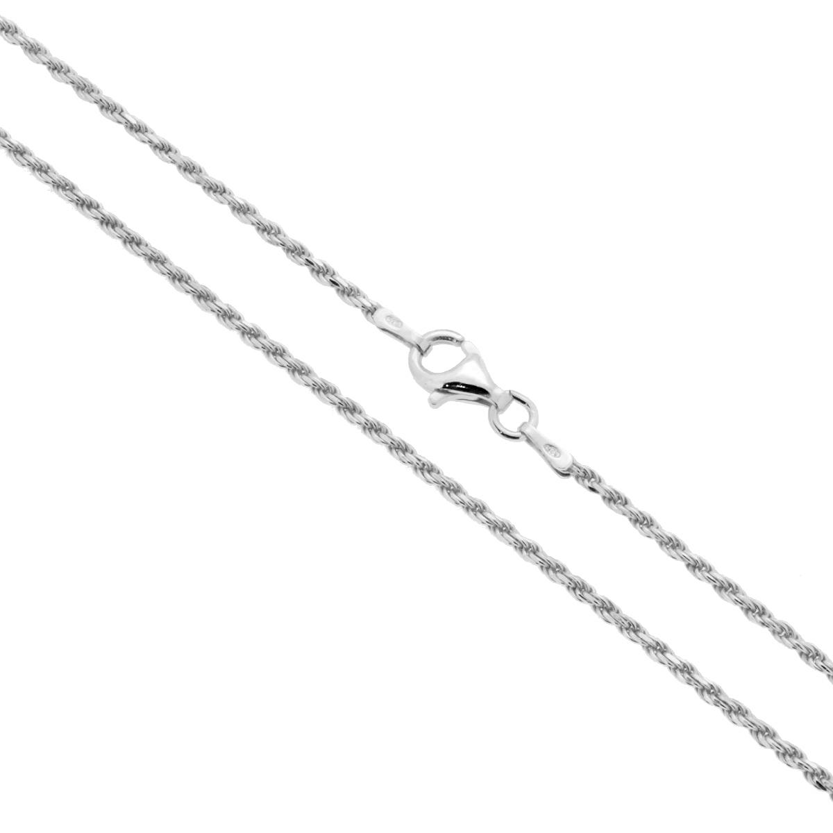 Catena Corda Diamantata 035 sezione mm 1.7 lunghezza cm 50 in ARGENTO 925 Galvanica Rodio