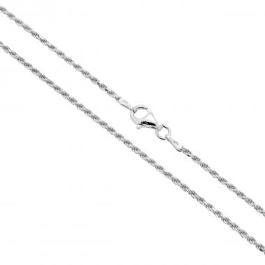 Catena Corda Diamantata 035 sezione mm 1.7 lunghezza cm 50 in ARGENTO 925 Galvanica Rodio