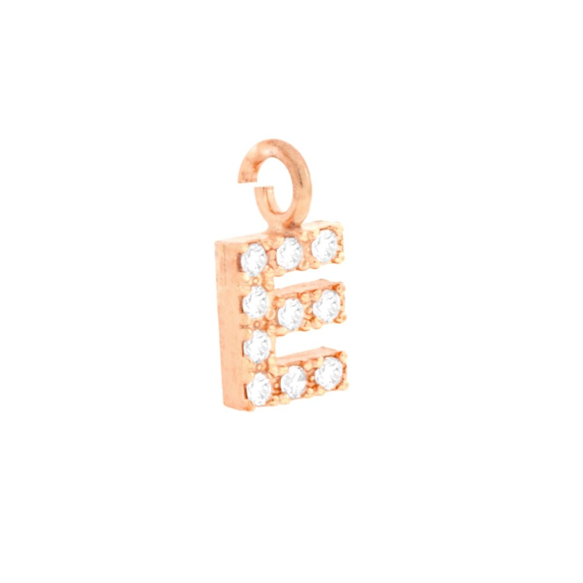 Ciondolo Lettera Iniziale Nome 11 mm con Zirconi Bianchi in ARGENTO 925 Galvanica Rosa