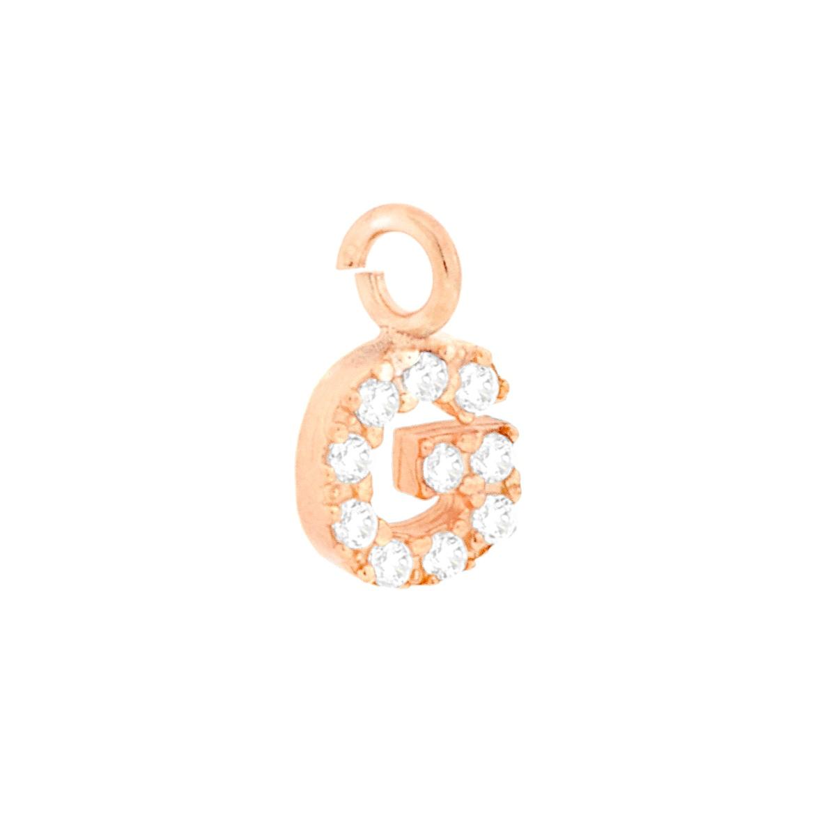 Ciondolo Lettera Iniziale Nome 11 mm con Zirconi Bianchi in ARGENTO 925 Galvanica Rosa