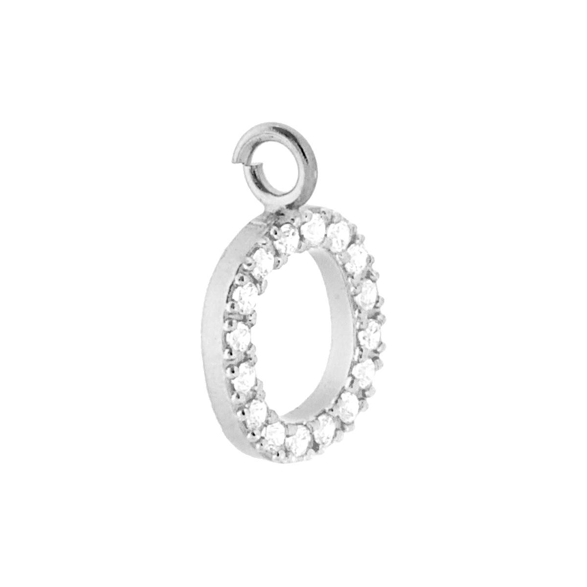 Ciondolo Lettera Iniziale Nome 13 mm con Zirconi Bianchi in ARGENTO 925 Galvanica Rodio