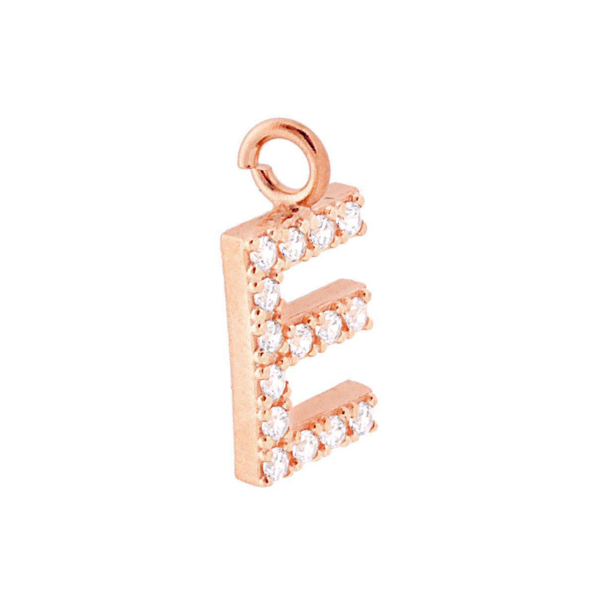 Ciondolo Lettera Iniziale Nome 13 mm con Zirconi Bianchi in ARGENTO 925 Galvanica Rosa