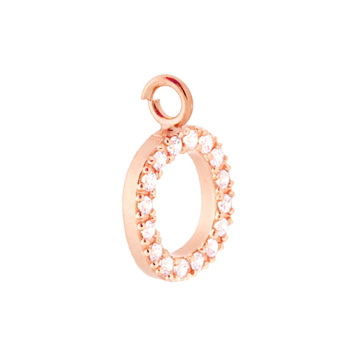 Ciondolo Lettera Iniziale Nome 13 mm con Zirconi Bianchi in ARGENTO 925 Galvanica Rosa