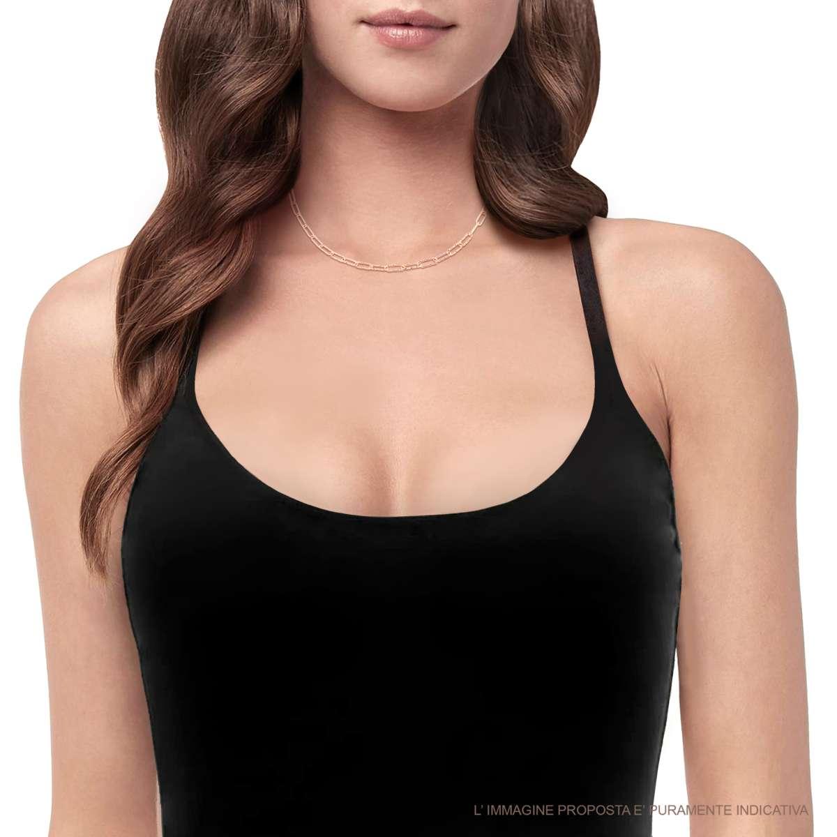 Collana Catena modello Graffetta Diamantata con Maglia Rettangolare cm 36+4 in ARGENTO 925 Galvanica Rosa