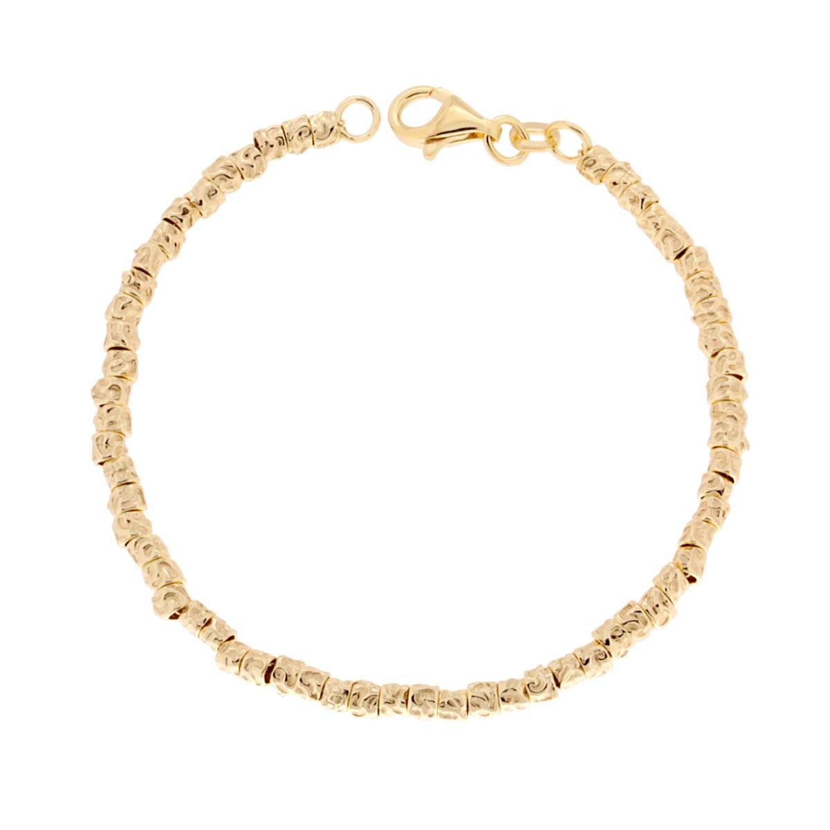 Bracciale con Cubetti martellati in ARGENTO 925 Galvanica Oro