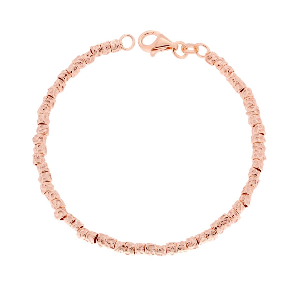 Bracciale con Cubetti martellati in ARGENTO 925 Galvanica Rosa