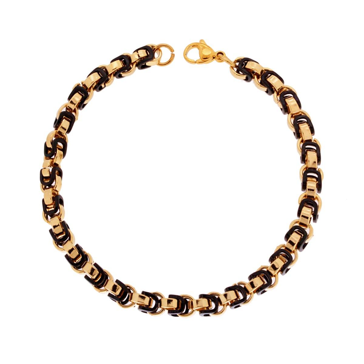 Bracciale Uomo Catena Rolo colore Oro e Nero in ACCIAIO