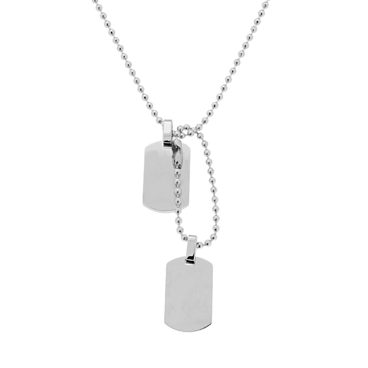 Collana con pendente doppio Piastra Militare mm 25x15 in ACCIAIO