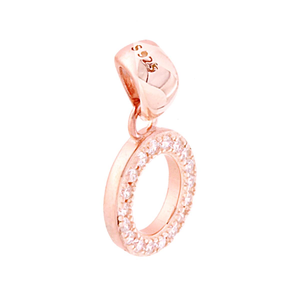 Ciondolo Lettera nome Iniziale con Cubic Zirconia Bianchi in ARGENTO 925 Galvanica Rosa