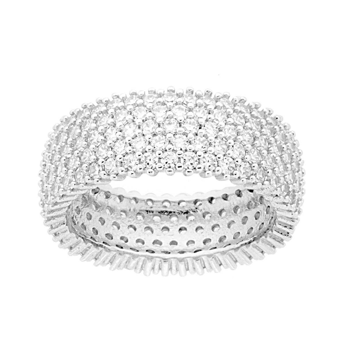 Anello Fascia Fascione con Cubic Zirconia Bianchi in ARGENTO 925 Galvanica Rutenio